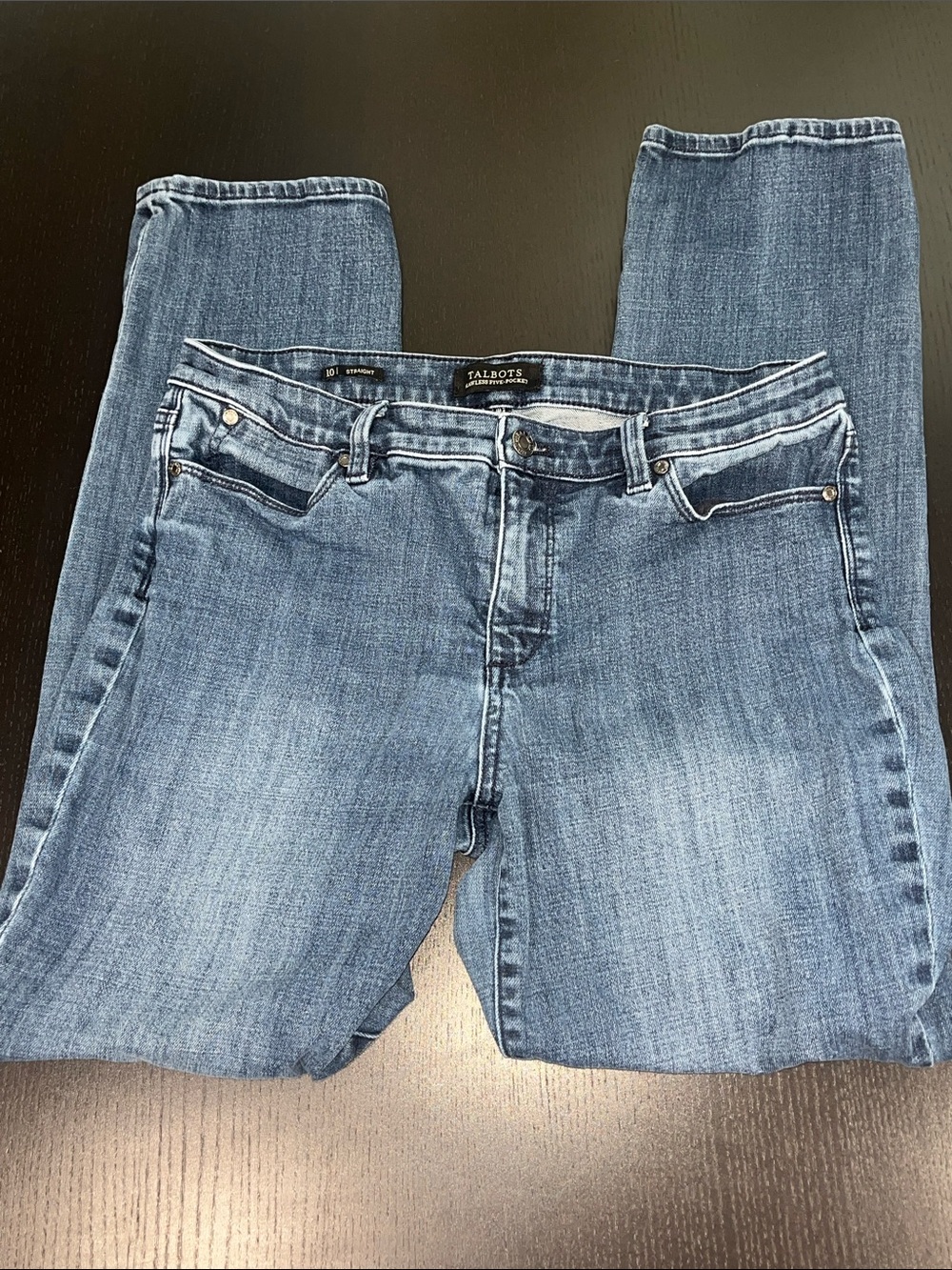 Talbots Women's Light/Medium Blue Straight Jeans Flawless Five Pocket Stretch